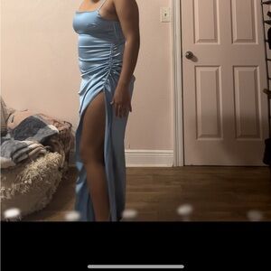 This baby blue slip dress